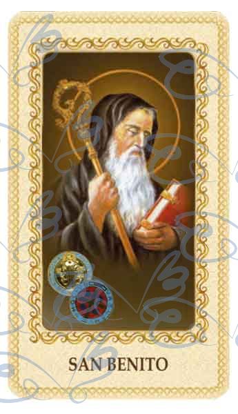 Saint Benedict card laminated