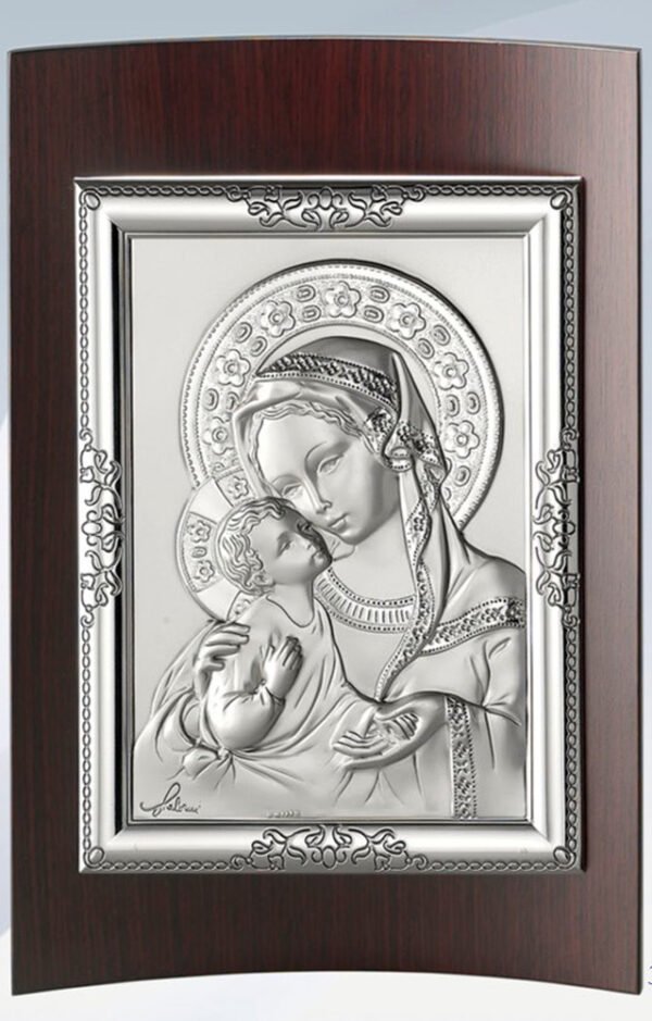 Retablo de la Virgen maternal. Plata laminada-0