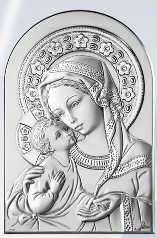 Altarpiece of the Virgin and Child. Laminated silver