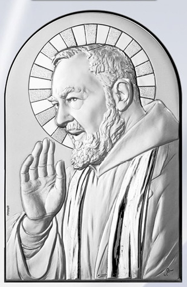 Retablo del Padre Pio. Plata laminada