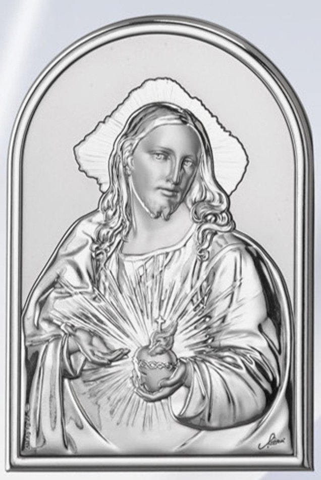 Sacred Heart of Jesus altarpiece. Laminated silver