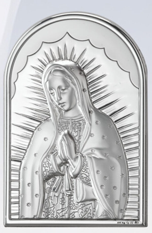 Our Lady of Guadalupe altarpiece. Laminated silver