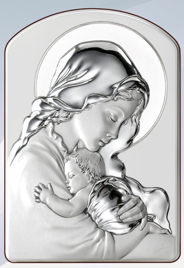 Retablo de la Virgen maternal. Plata laminada-0