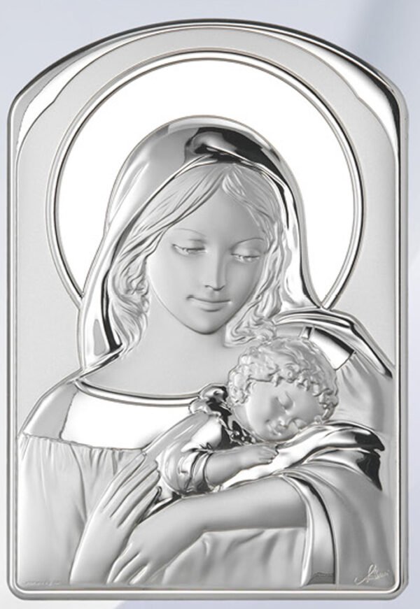 Retablo de la Virgen maternal. Plata laminada-0