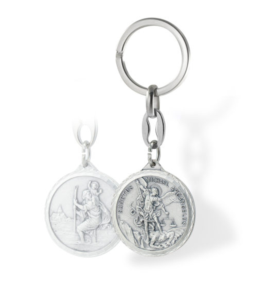 Saint Christopher/Saint Michael keychain