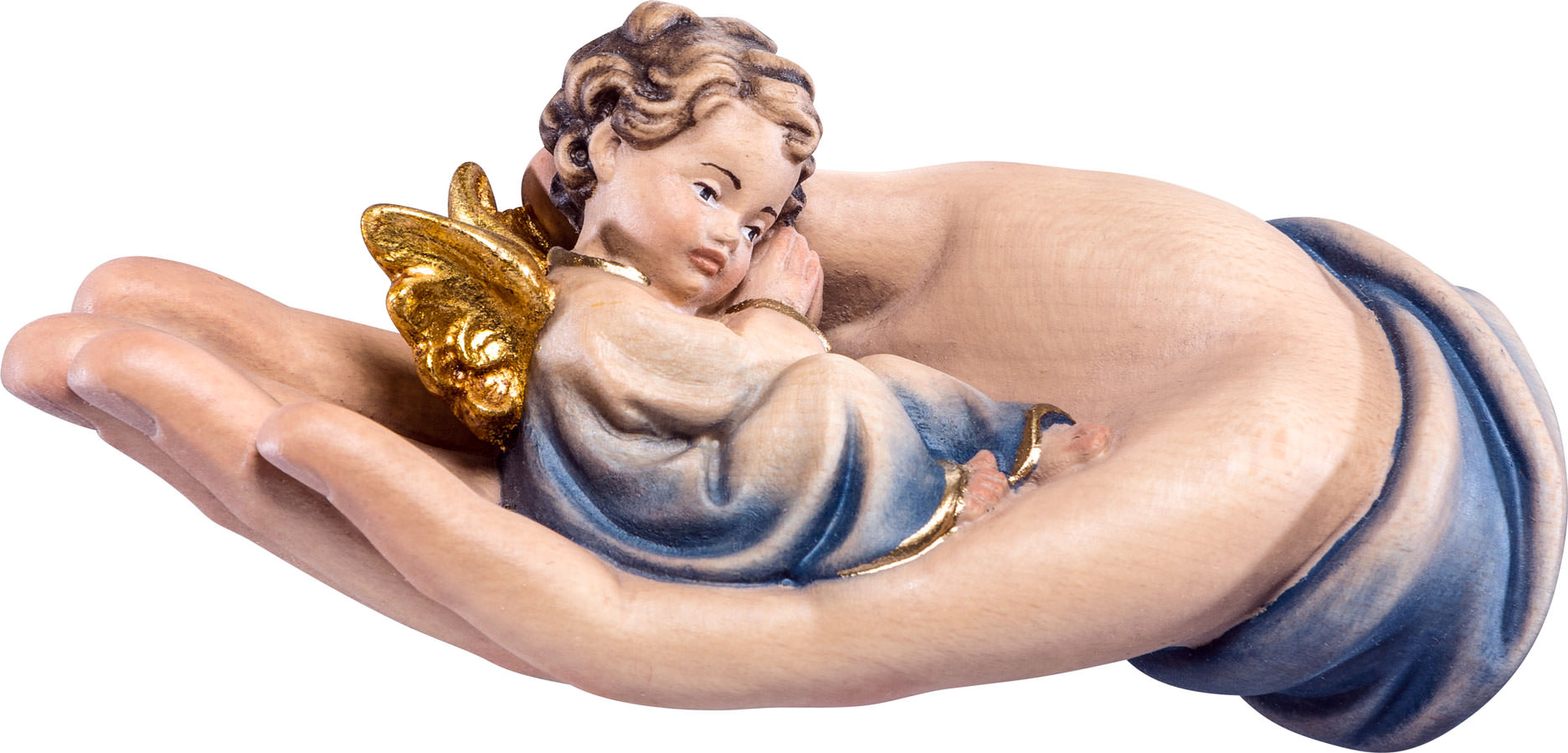 Protective hand with blue colored angel