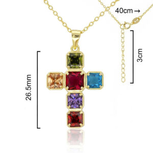 Choker. cross with colors zircons. 925 Sterling silver