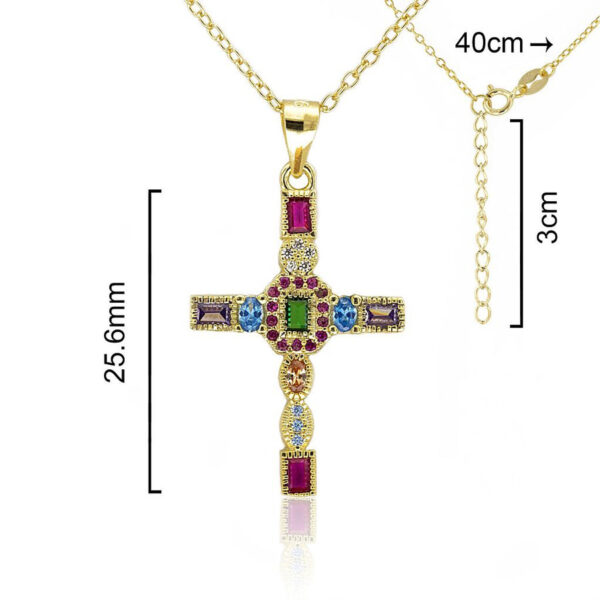 Choker. cross with colors zircons. 925 Sterling silver