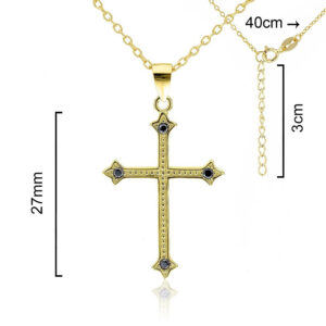 Gargantilla. Cruz con circonitas negras. Plata de ley