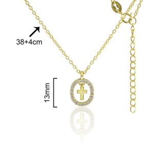 Gargantilla. Cruz con circonitas blancas. Plata de ley