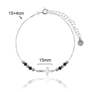 Bracelet. Cross and crystals. 925 Sterling silver