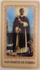 Estampa de San Martin de Porres plastificada