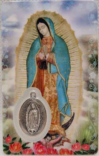 Estampa de la Virgen de Guadalupe con medalla