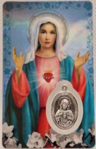 Estampa del Sagrado Corazon de Maria con medalla