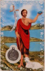 Estampa de San Juan Bautista con medalla