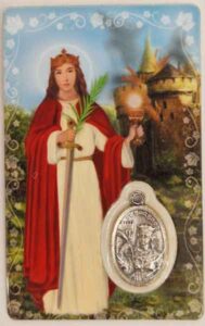 Estampa de Santa Barbara con medalla