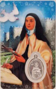 Estampa de Santa Teresa de Avila con medalla