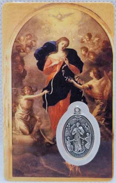 Our Lady Undoer of Knots card laminated with medal