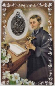 Estampa de San Luis Gonzaga con medalla