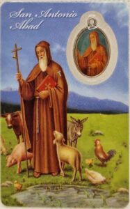 Estampa de San Antonio Abad con medalla