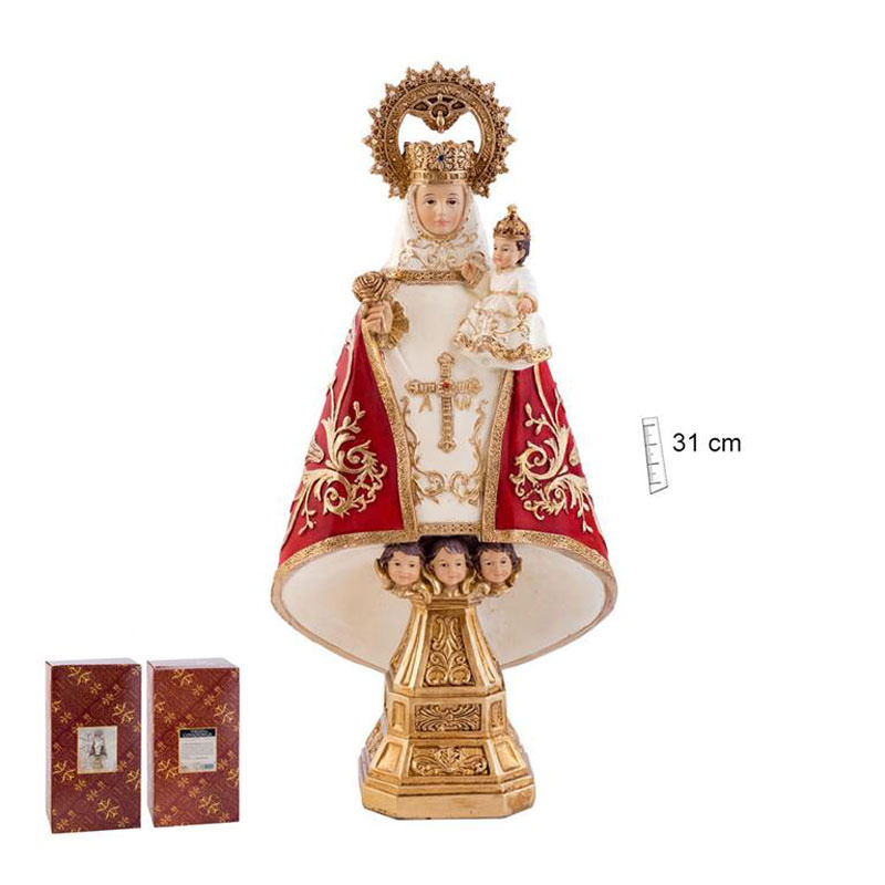 Virgen de Covadonga, manto rojo. Varias medidas.