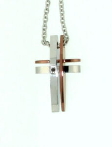 Cross bicolor with chain. Steel