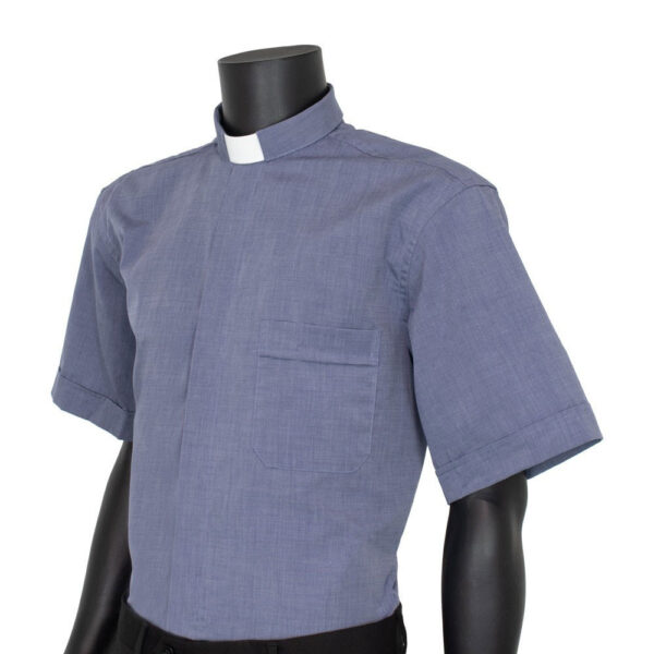 Camisa Clergyman Fil a Fil. Manga corta, mixto 80%-20%-0