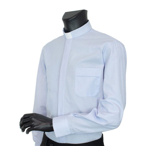 Camisa Clergyman Fil a Fil. Manga larga, mixto 80%-20%-0