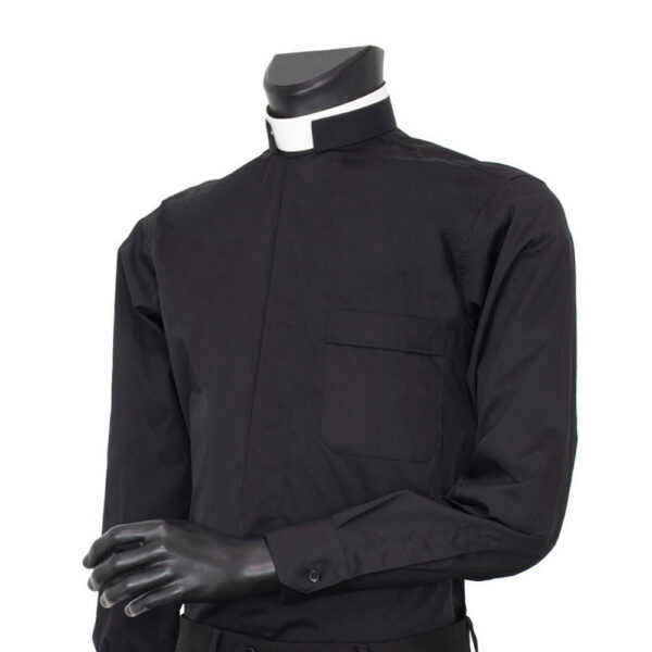 Clergyman smooth Shirt, roman collar. Long sleeve. 100% cotton.   Various colors.