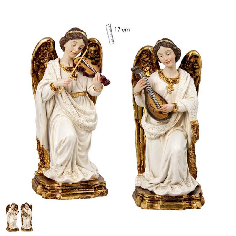 Pair of musical angels sitting