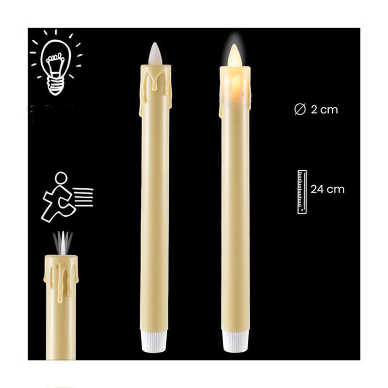 Set of 2 candles, melted wax. Batteries