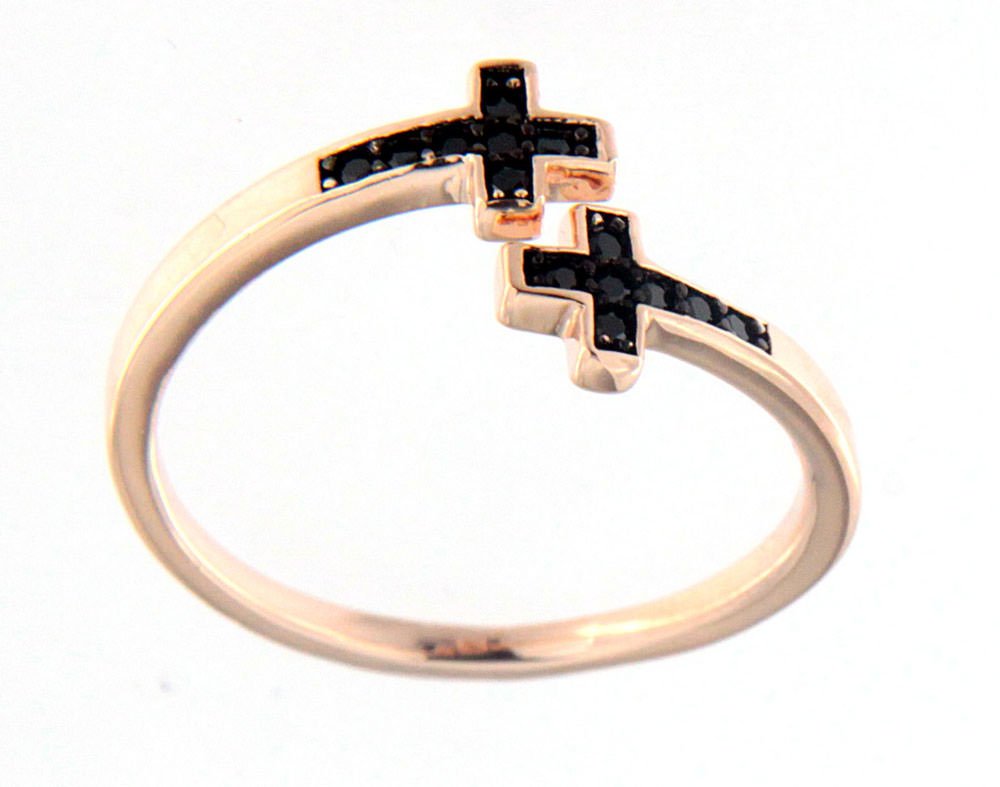 Anillo con cruces. Plata 925, baño oro.