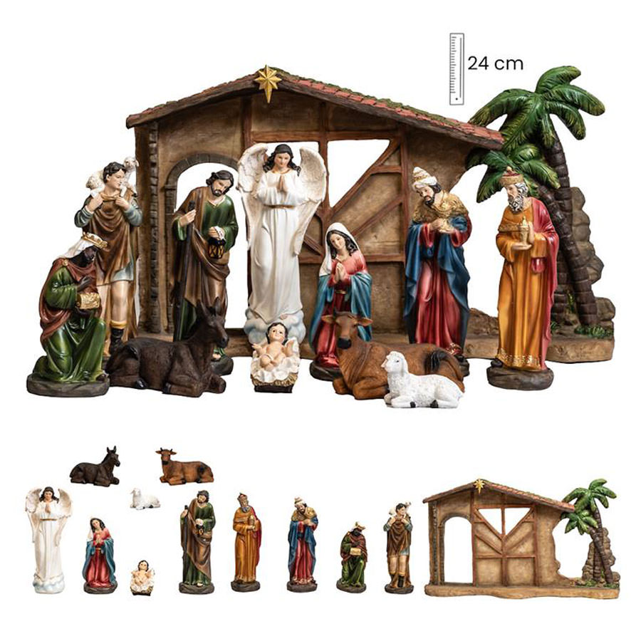 Nativity con Nativity scene. 11 pieces.  24 cm