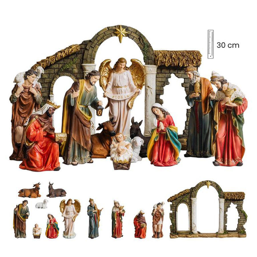 Nativity scene. 11 pieces.  30 cm