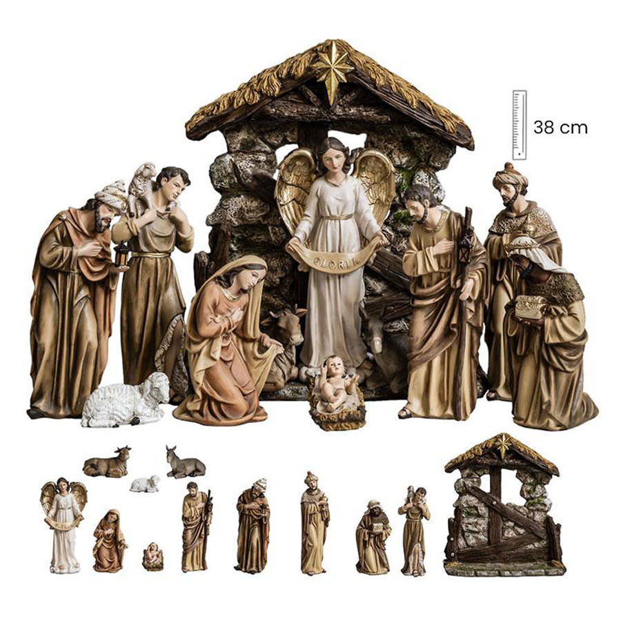 Nativity con Nativity scene. 11 pieces.  36 cm