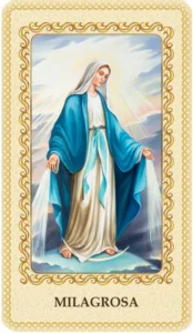 Estampa de Virgen Milagrosa plastificada