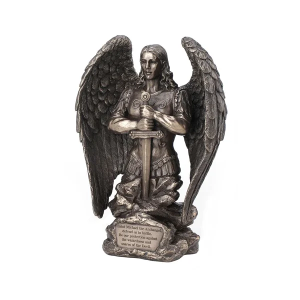 Saint Michael Archangel praying. Bronze finish