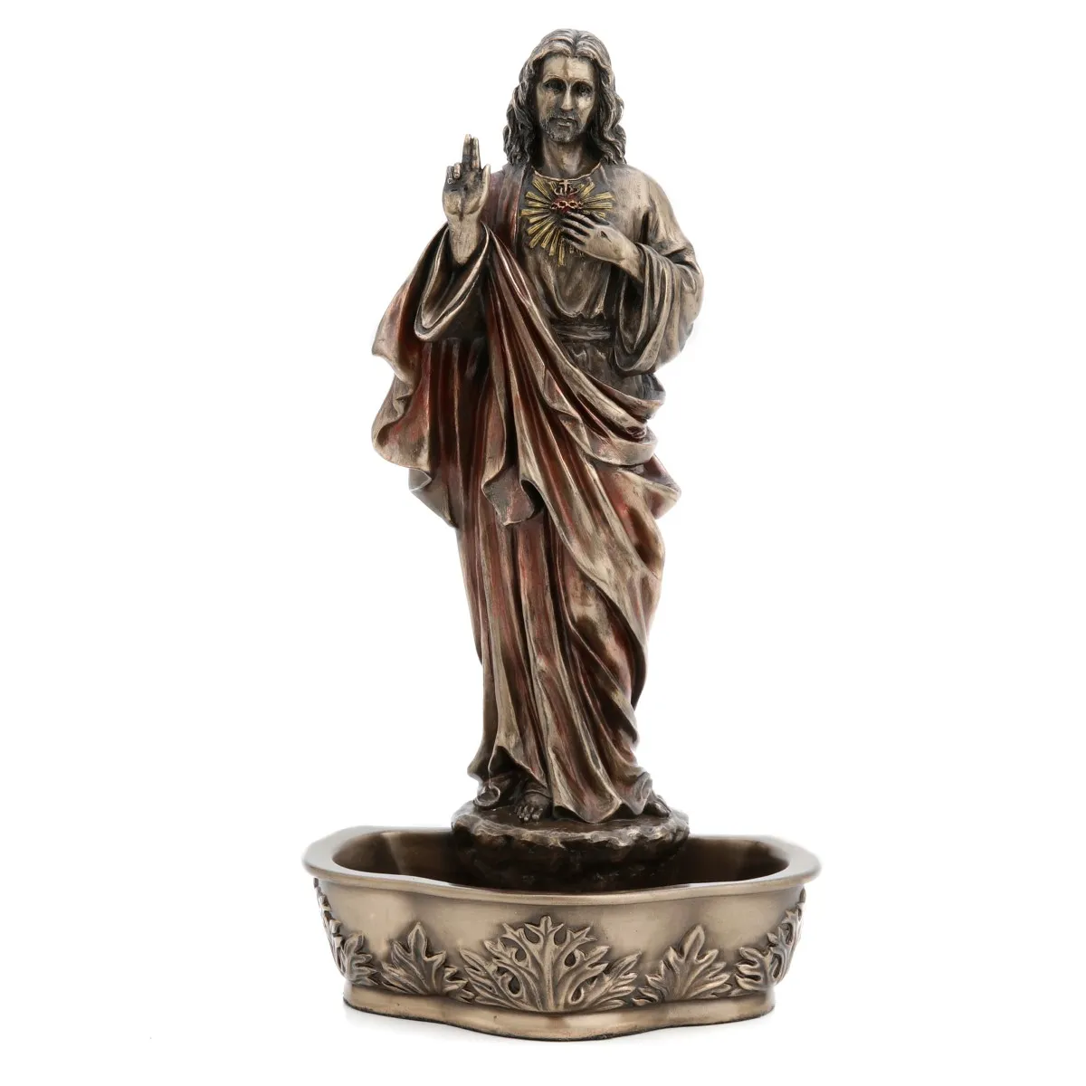 Sacred Heart of Jesus holy water. Bronze