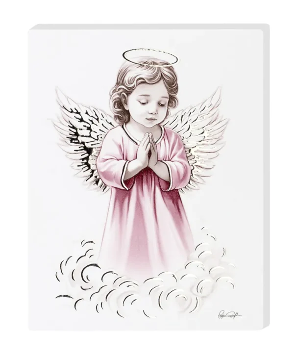 Praying angel canvas. Pink