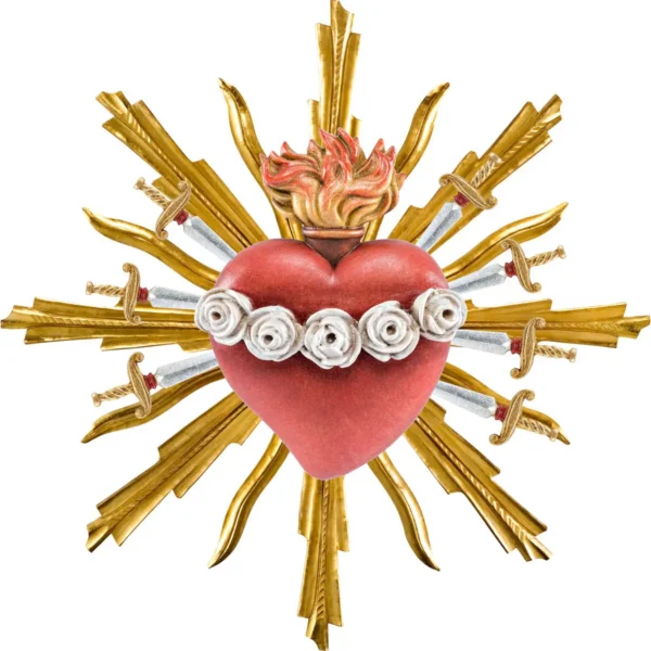 Relief of the Sacred Heart of Mary with 7 swords and rays