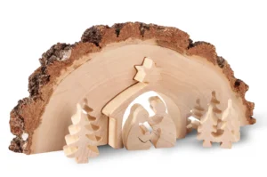 Christmas crib. Wood carving.