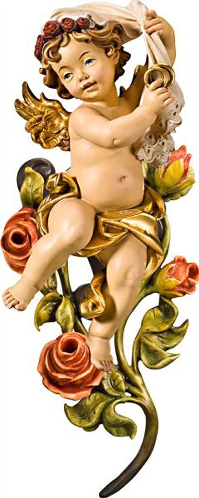 Angel anillos de boda con Ramo de Flores