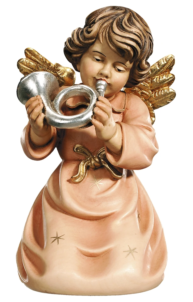 Angel kneeling with horn
