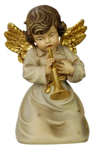Angel kneeling with trumpet