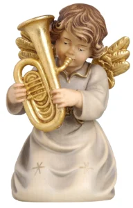 Angel kneeling with tuba