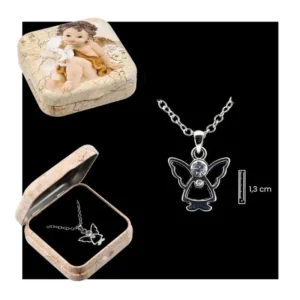 Angel metal and zirconia pendant