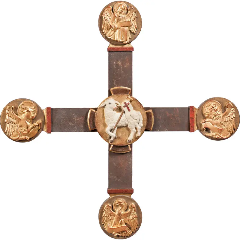 Crucifijo Cordero de Pascua y evangelistas