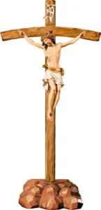 Crucifix with cross curved and round console