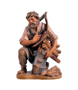 Wood-cutter kneeling (Rustic Nativity)