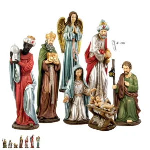 Nativity with Three Wise Men and Angel. 41 cm.